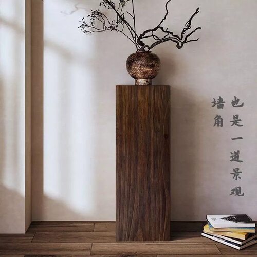 复古实木方形木墩子花架客厅玄关落地摆件民宿木桩墩子展示架其他