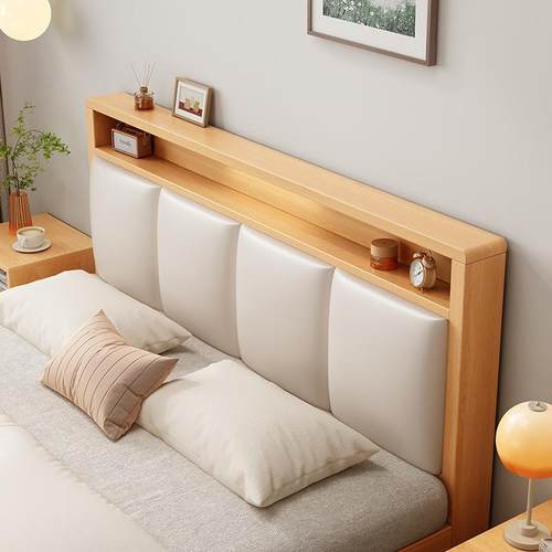 K*实木床现代简约1.5m双人床1米8出租房用家用1米2软包储物单人床