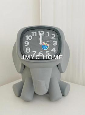简约卡通可爱时钟表摆件儿童房样板间座钟台钟电视柜床头软装饰品