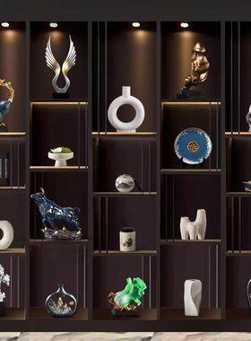 新中式老板领导办公室摆件高端大气办公室茶室舒服展示柜装饰品
