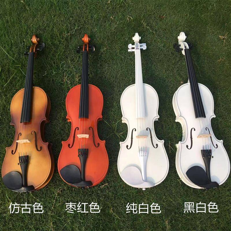 成人儿童初学练习小提琴白色装饰道具演奏小提琴4/4全套配置
