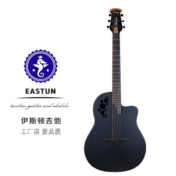 EASTUN2019新款民谣电箱吉他单板葡萄孔圆背41寸电声木吉他