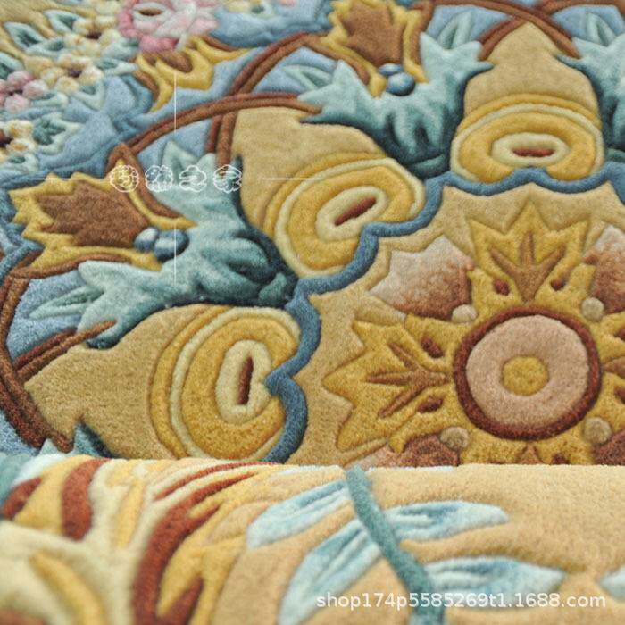 羊毛地毯客厅茶几毯卧室书房毯简约欧美式家用满铺阳台衣帽间地毯