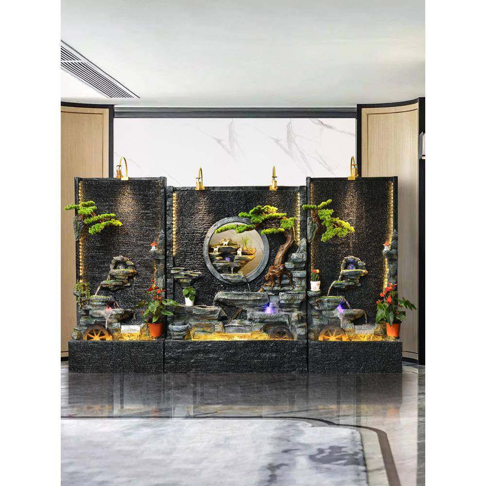 欧式水幕墙流水屏风喷泉招财公司落地摆件加湿器鱼池装饰花园庭院