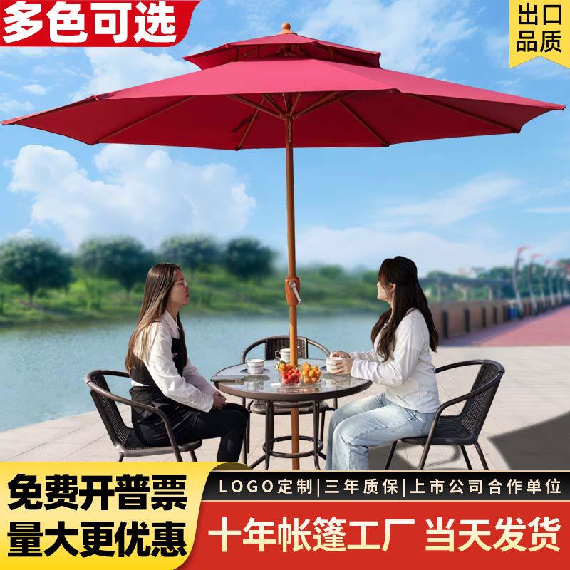 户外露天遮阳伞庭院阳台摆摊防晒大太阳伞休闲别墅花园折叠中柱伞