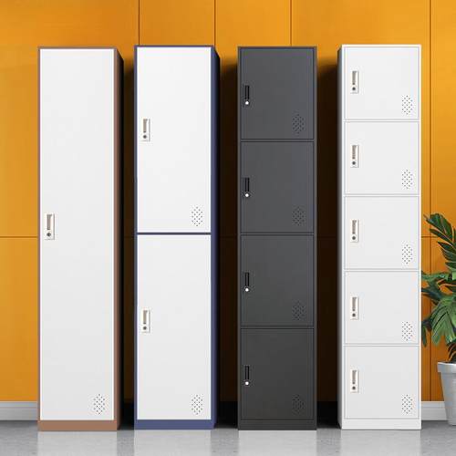 衣柜家用卧室多层简易组装收纳储物柜宿舍员工单门钢制带锁更衣柜