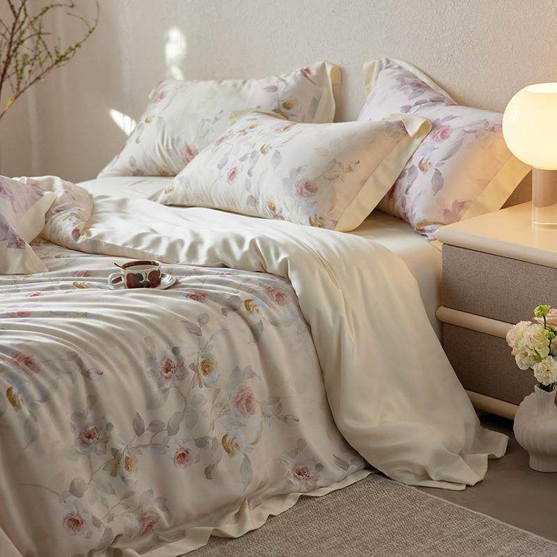 高端100支进口兰精天丝四件套 2025夏季凉感冰丝床单被套法式