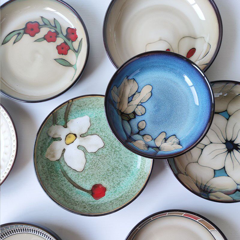 【四个装更划算】陶瓷深盘菜盘日式家用浮雕餐盘餐具汤盘饭盘微瑕