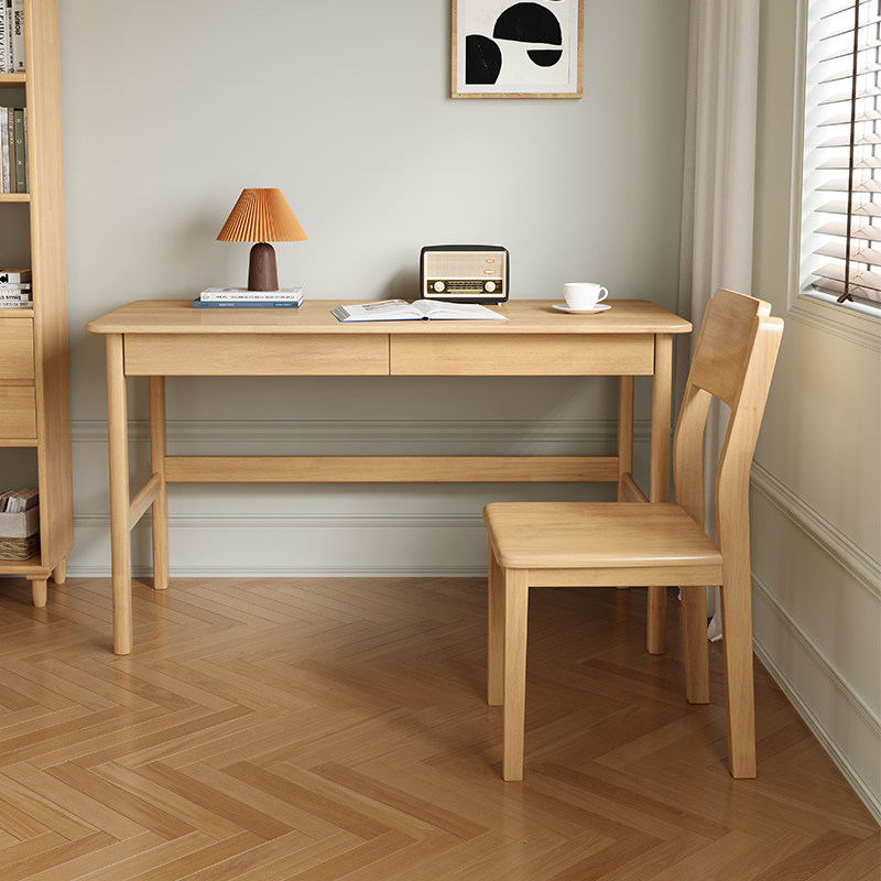 实木书桌现代简约电脑桌家用办公桌卧室学习写字桌子小户型宽45cm