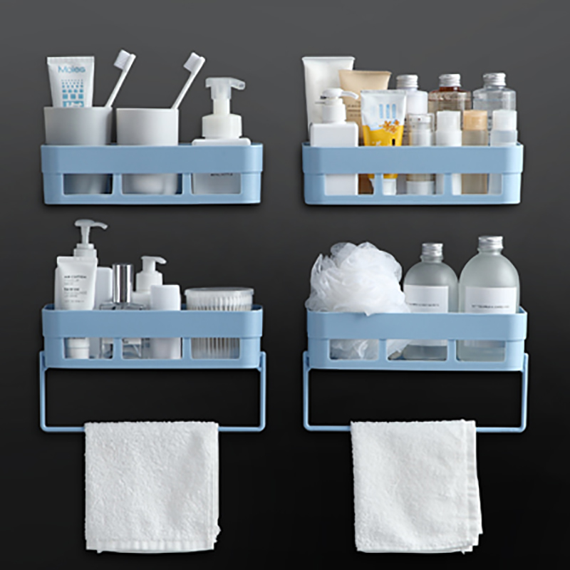 卫生间置物架浴室壁挂免打孔收纳架厕所洗手间塑料墙上卫浴三角架