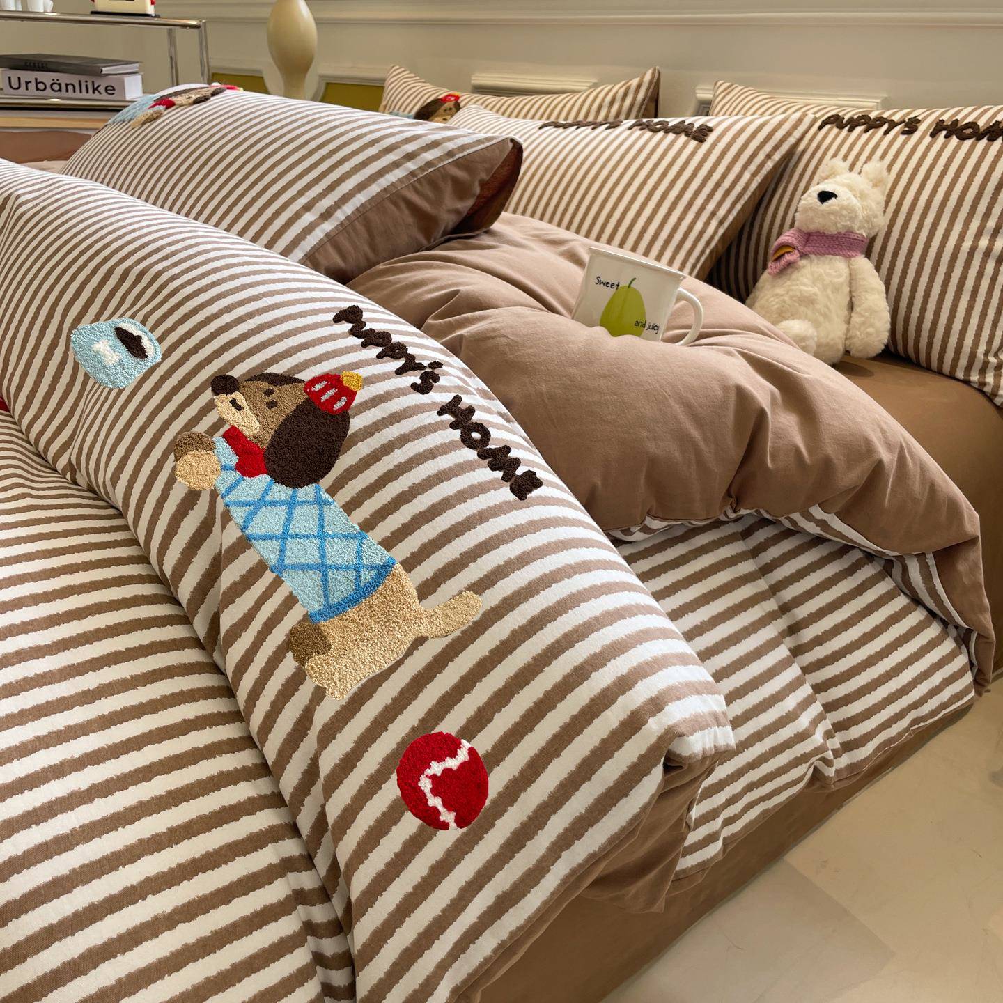 秋冬加厚磨毛四件套a类毛巾绣纯棉被套南通床上用品全棉床单被罩