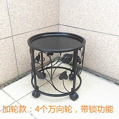 N5客厅落地式铁艺花盆架鱼缸架子 地面单层矮花架特大号带轮可移