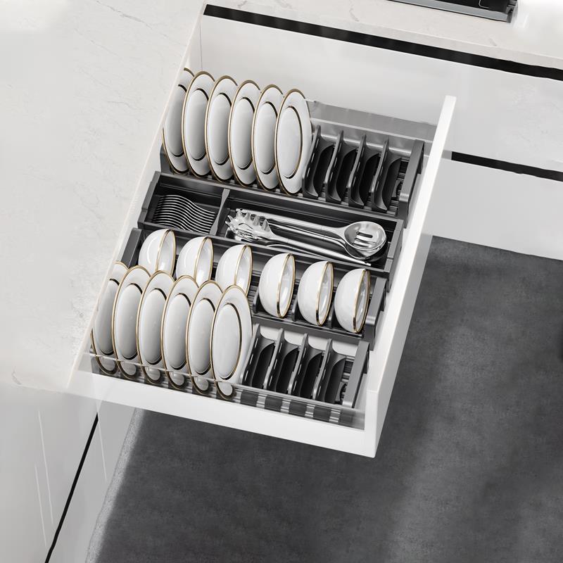 厨房橱柜拉篮内置碗架抽屉碗碟架分隔家用置物架收纳盒子