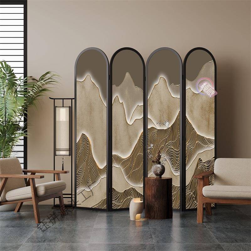 弧形屏风隔断现代简约客厅可折叠移动玄关饭店办公室遮挡轻奢折屏