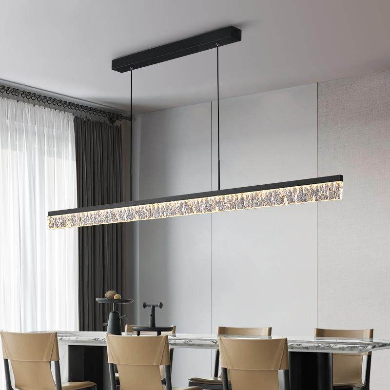 意式极简轻奢餐厅吊灯设计师高端铝材现代简约家用一字长条创意灯