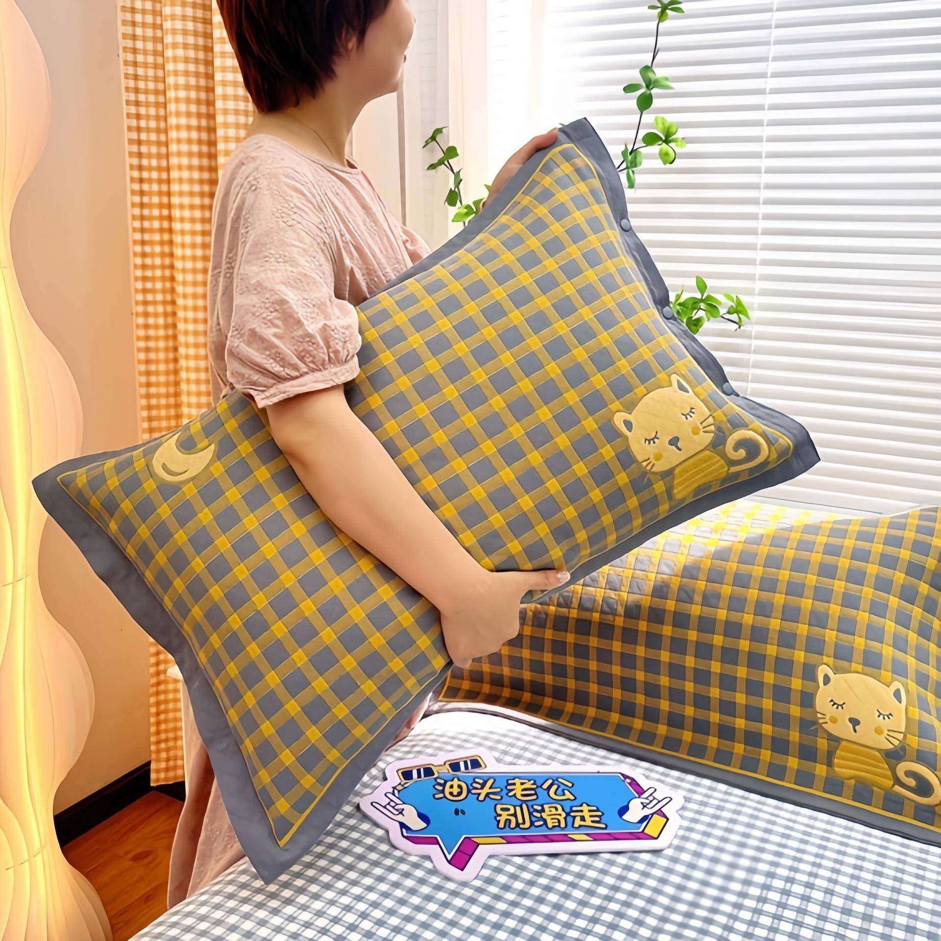 按扣式纯棉纱布枕套一对48*74/加厚学生成人透气吸汗枕头芯套家用,床上用品,枕套,淘宝优惠券,粉丝福利购,淘宝优惠卷