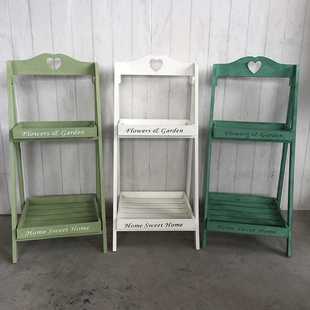 美式乡村复古实木花架几阶梯落地式多层方形置物架子阳台花台美式