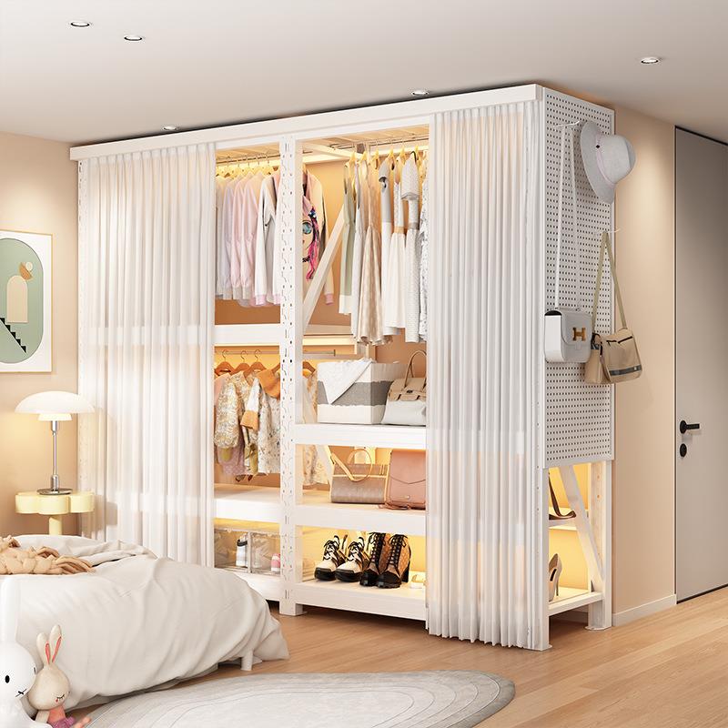 货架家用简易衣柜卧室衣帽收纳架阳台组装挂衣架开放式多层置物架