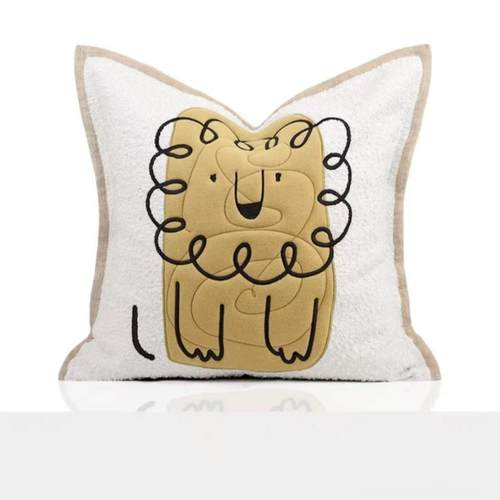 样板房抱枕轻奢简约现代软装沙发客厅靠垫方枕儿童刺绣卡通靠枕