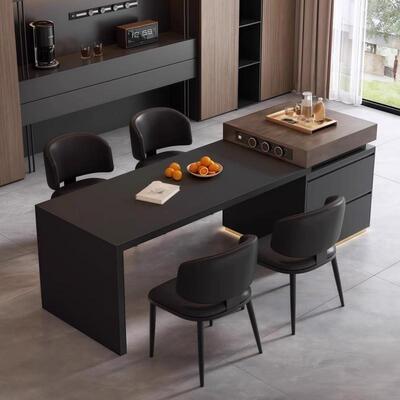 感轻奢岩板岛台餐桌一体家用可伸缩厨房中岛意式2025新款导台