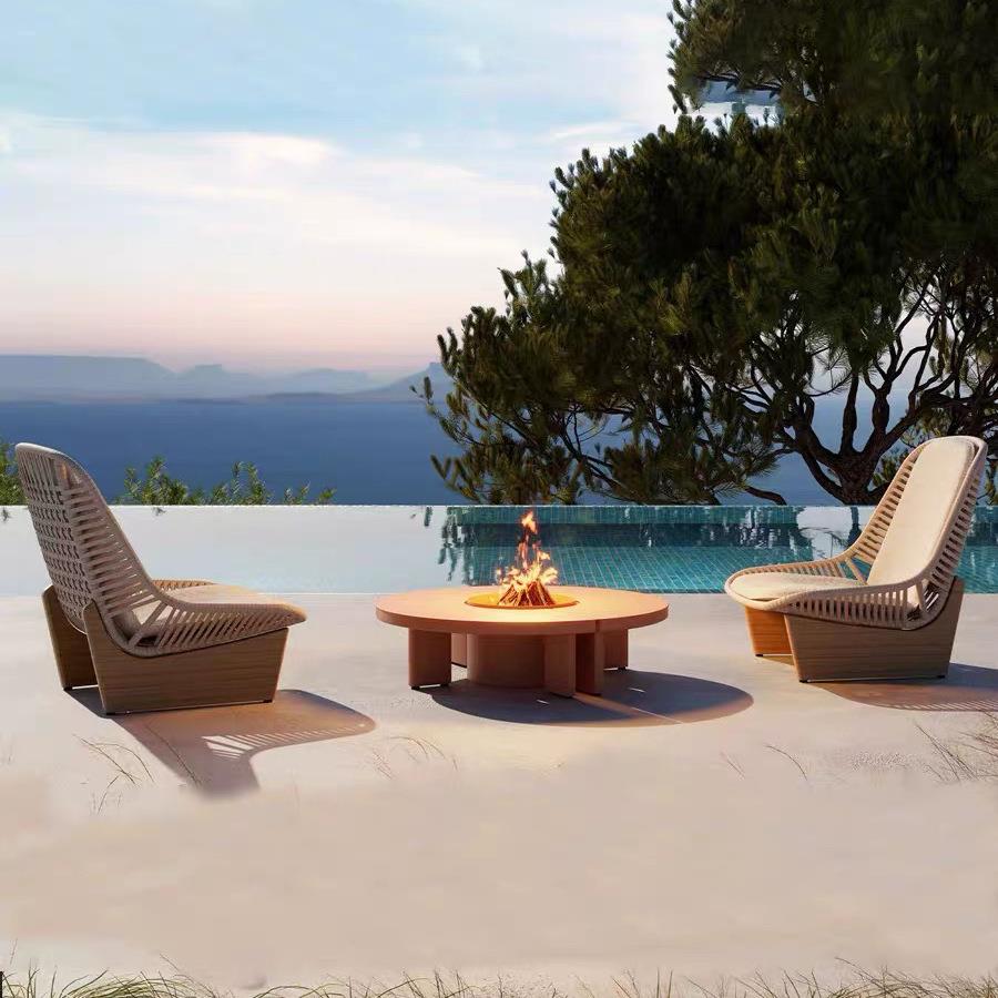 户外沙发藤编组合庭院别墅酒店餐厅花园防水防晒休闲民宿柚木家具