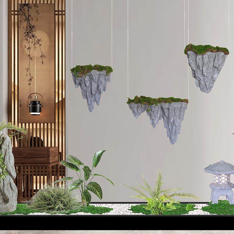 新款室内户外均可使用玻璃钢材质悬浮假山景观造景装置艺术景观