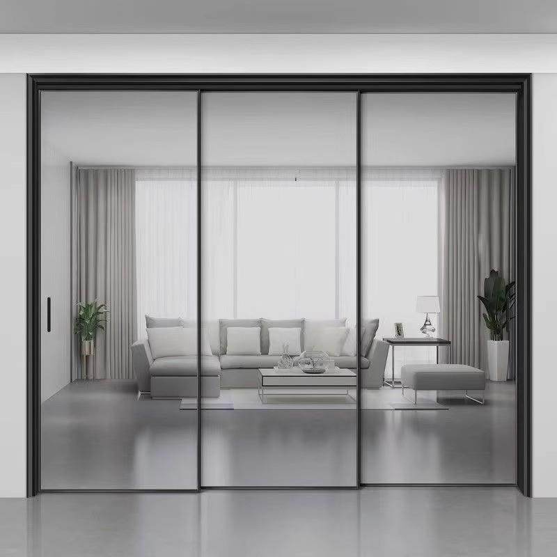 新款极窄玻璃推拉门厨房客厅移门门卫生间三联动吊轨地轨包邮直销