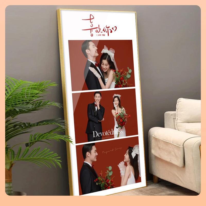⇕婚纱照相框放大挂墙照片打印加有约结婚照洗照片做成时光定 制