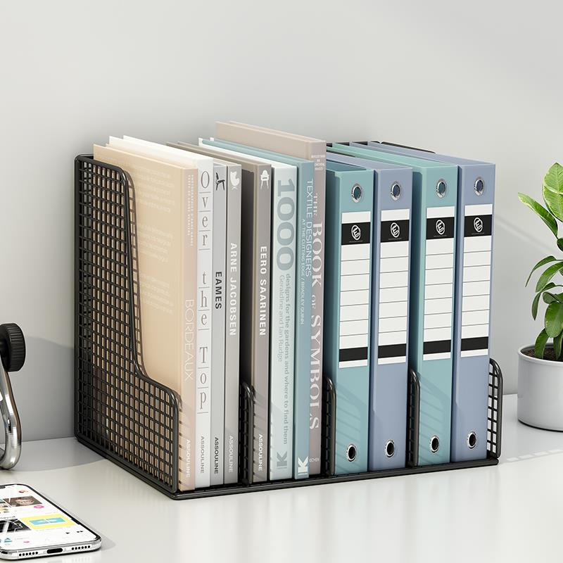 金属文件架办公桌置物架书架桌面文件框文件夹收纳盒办公室用郑之