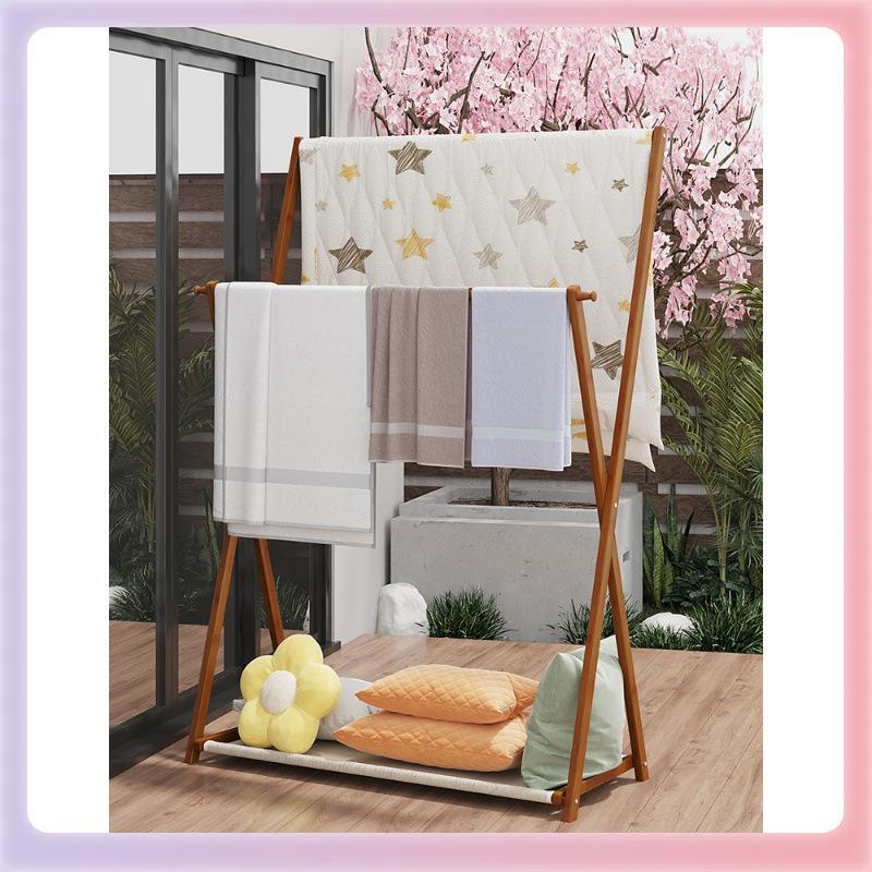 3YK折叠竹竿衣架晾衣杆室内阳台落地式单杆免打孔室外挂衣架衣帽