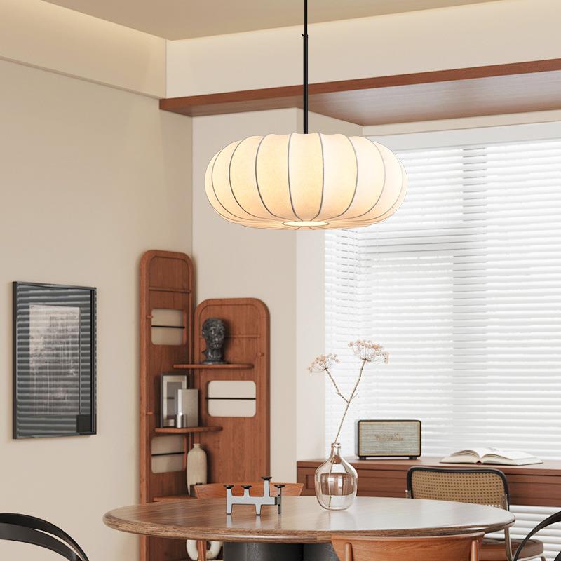 侘寂风仿蚕丝吊灯餐厅客厅灯日式简约中古风风卧室灯民宿吧台灯具