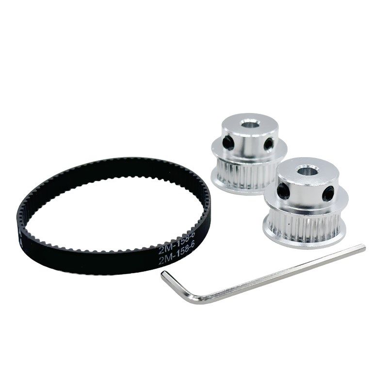 2GT同步带轮套装皮带轮1:1传动6/10mm带宽 30齿30T减速铝合金紧轮