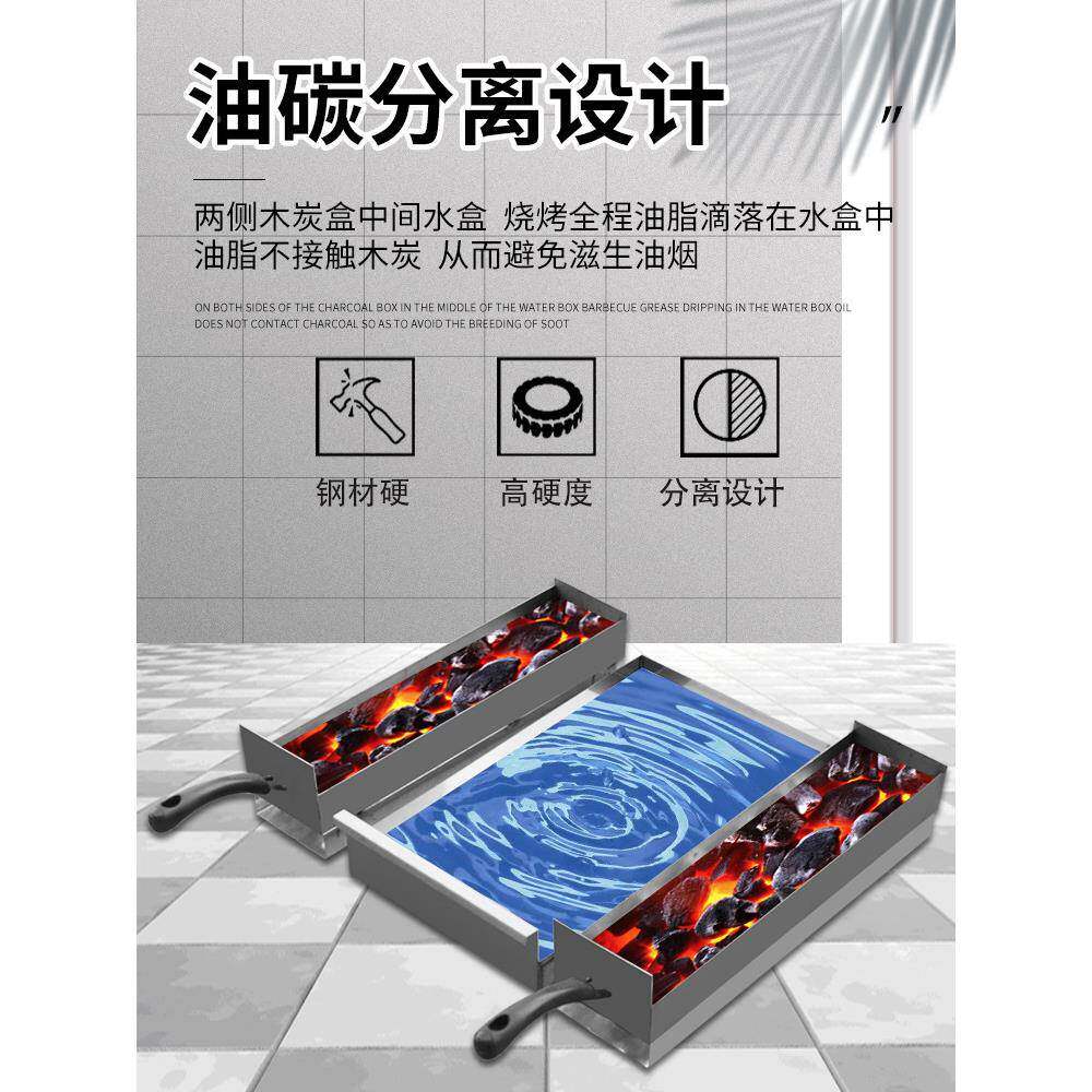 烟烧烤桌不锈钢木炭商无用自助肉架家用羊摊腿架户外庭烤院ZAY摆