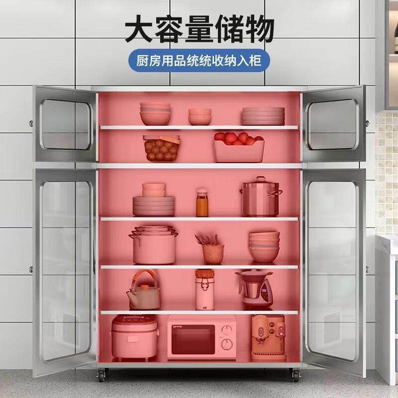 厨hscbg001收纳简易灶柜日常家用饭店工房台经济台型带作轮子不锈钢餐边柜
