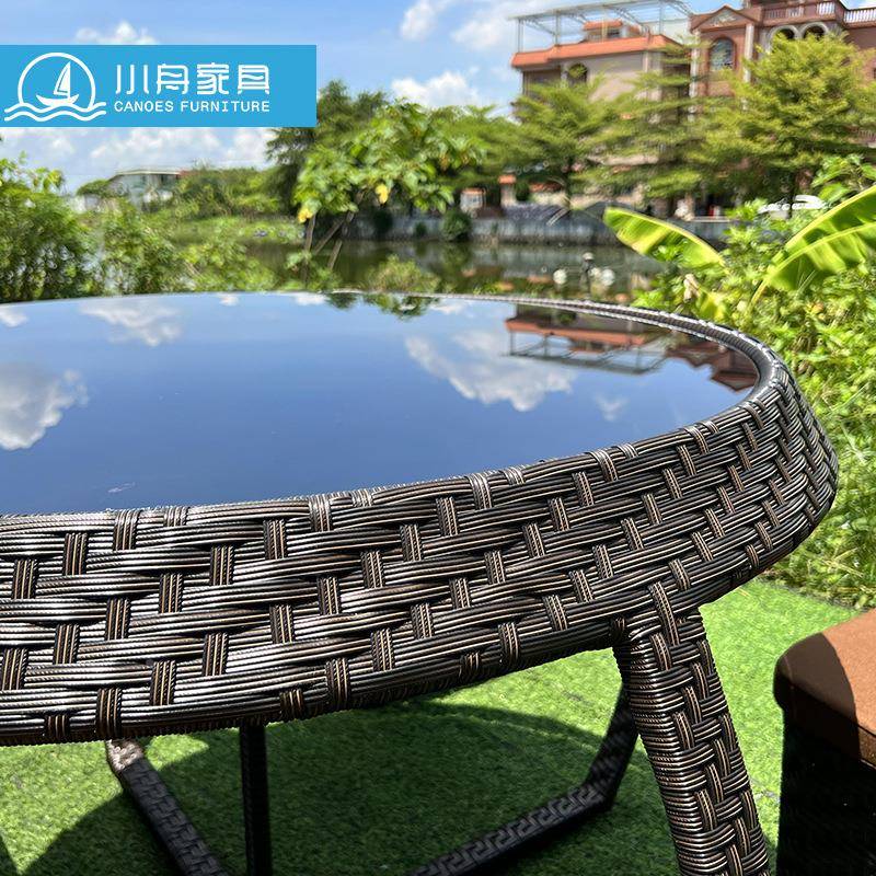 22-8-2-4桌户组外别墅民宿创意拼接收纳编椅合室外花园庭藤院防水