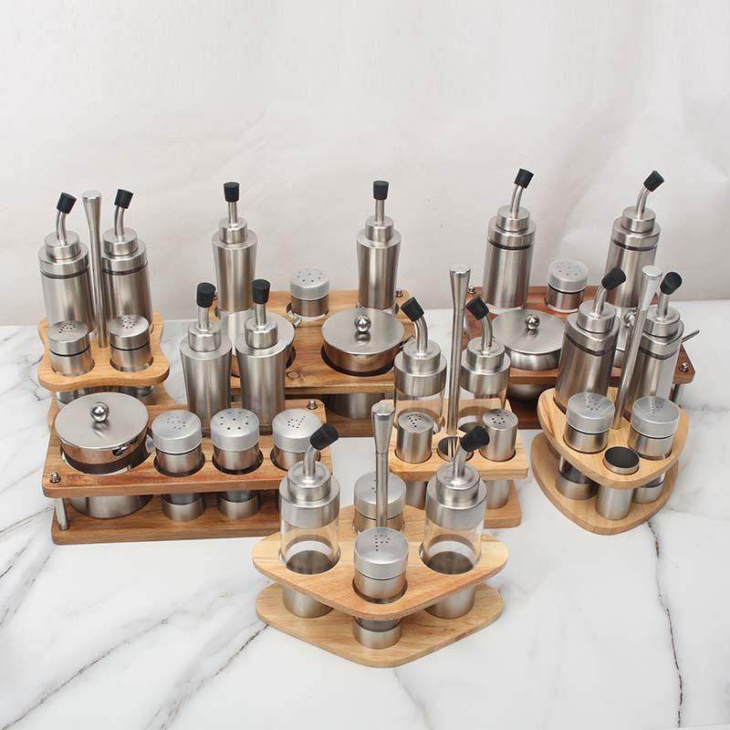 304不料ZJ-E521装锈钢调味罐调料盒味餐厅组合油壶家用有盖调瓶盐