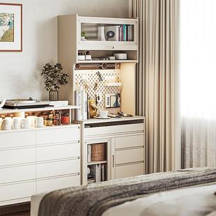 奶油风设计餐柜实木烤漆洞洞板边型小户靠墙一体储物CRS 师柜 02B