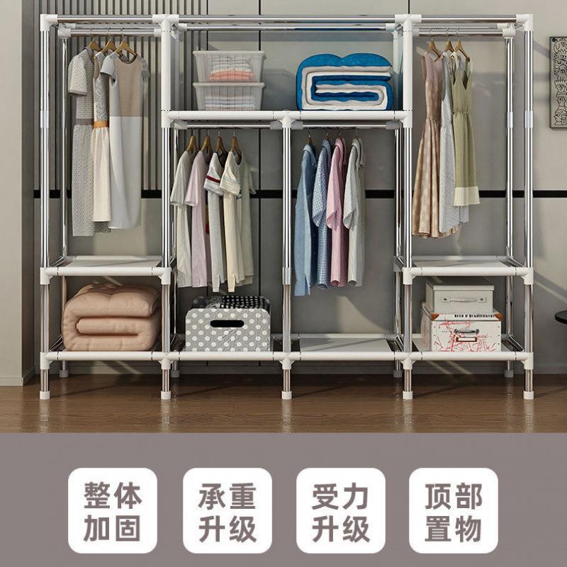 342用柜加粗组装耐结实全钢架房出租立式加固衣橱子简易衣柜家用