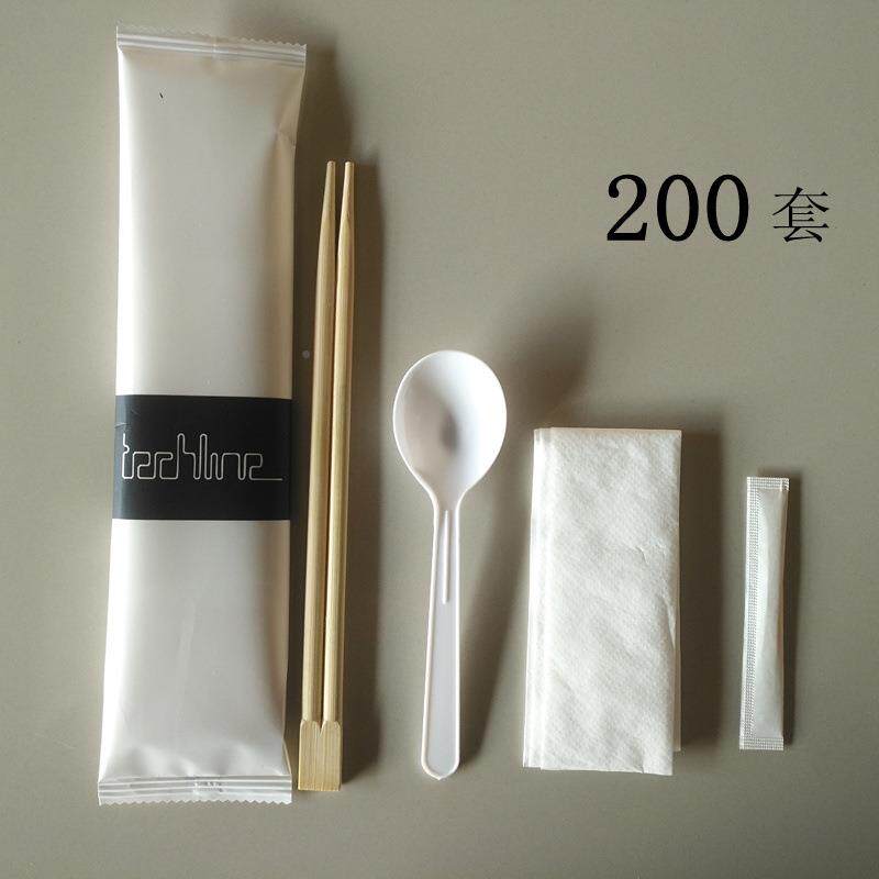一次巾筷子四件套筷子勺子签四餐纸外卖餐ZHQ具打包合牙一套装