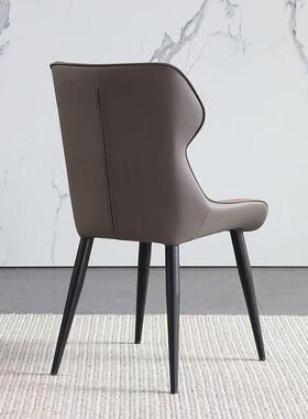 代意式LHN现极简餐厅椅高品质P椅U软皮轻奢时尚靠背酒店办公洽谈