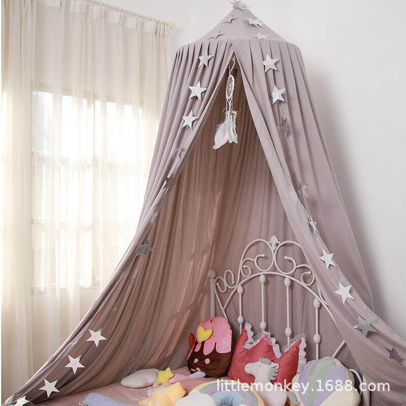 圆HGG-r01床幔儿室内床帘法式挡风婴儿童床头遮光顶蚊帐安免装公