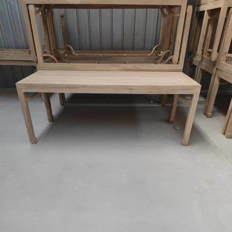 DDE木茶桌餐桌实画案新中北茶台白茬白胚方老榆式木家具条桌工厂
