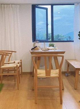 日式原餐桌家用小户型吃桌实木桌展椅组合饭服lx06996装示桌简约