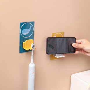 卡通牙刷挂架卫生间壁挂免打孔漱口杯置物架挂墙式 牙刷杯收纳挂架