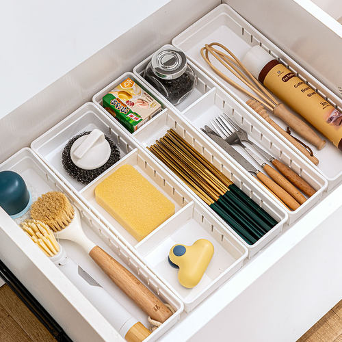 大容量化妆品透明分格收纳盒抽屉杂物餐具筷子储物盒文具整理盒子