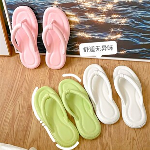 情侣女外穿夹脚凉拖夏天海边休闲沙滩鞋 夏季 人字拖黑色踩屎感拖鞋