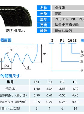 橡胶多楔带多沟槽带PJ770/1955 1981 1997 2000 PJ795/2019 2030