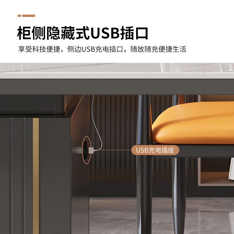 阳台茶桌椅组合现代简约轻奢现代岩板家用小茶台功夫茶几一桌五椅