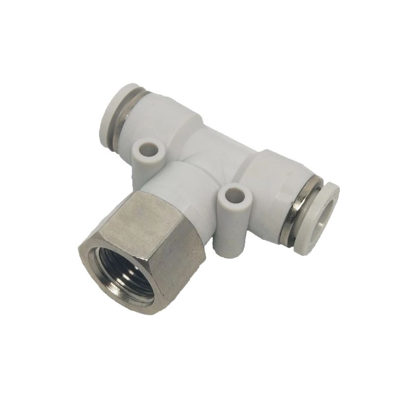 气动PBF04/6/8/10/12mm-M5/01/2/3快速插气管三通内丝牙螺纹接头