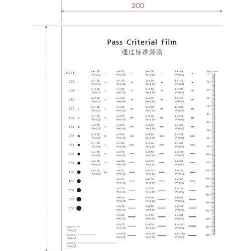 菲林尺点线规异物比对卡污点规外观比对基准 Pass Criterial film